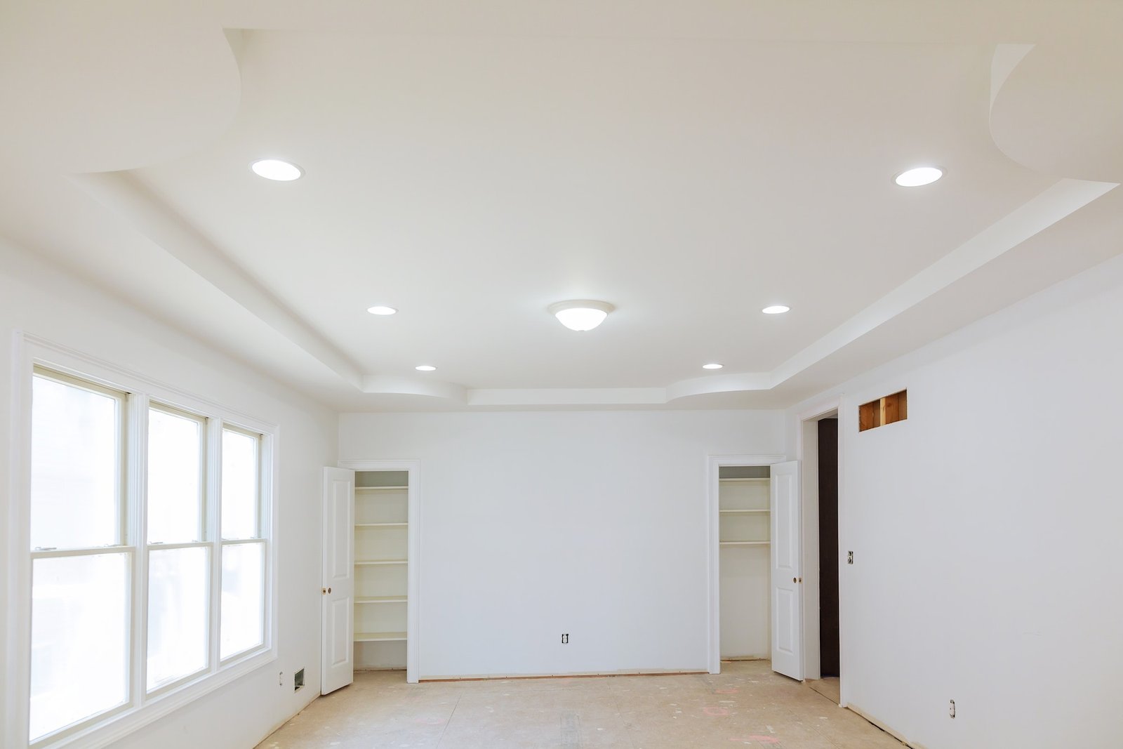 Construction building industry new home construction interior drywall and finish details Light white