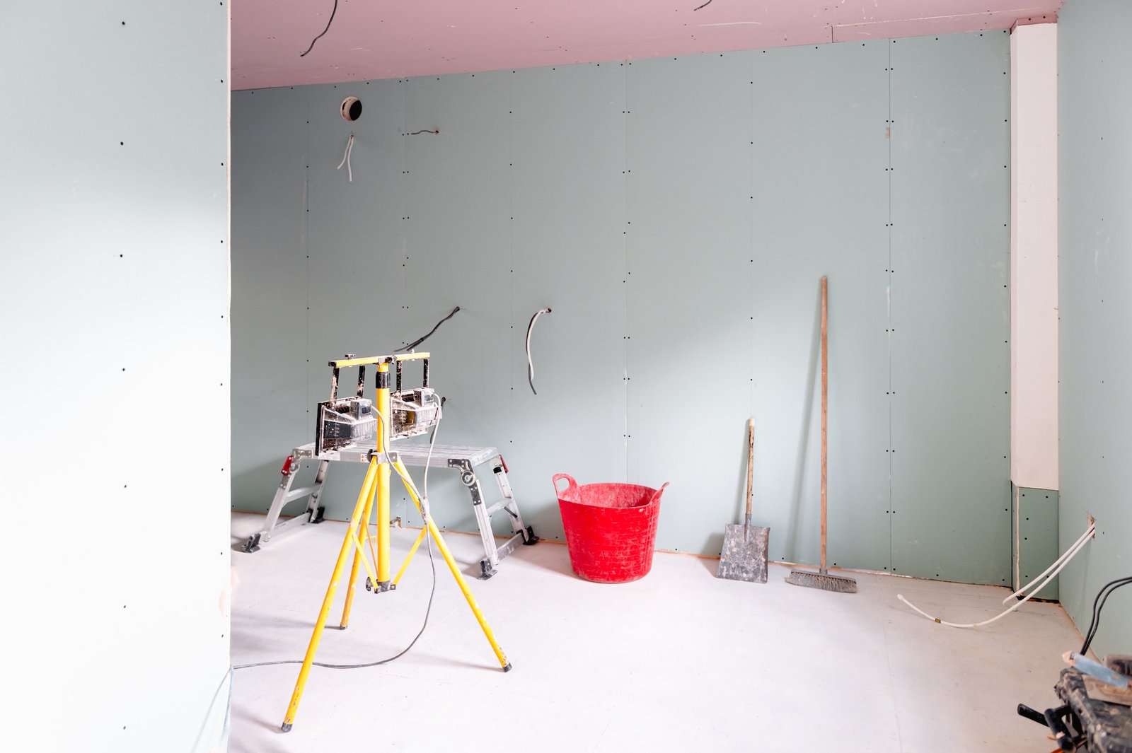 Freshly Plastered Walls in Room