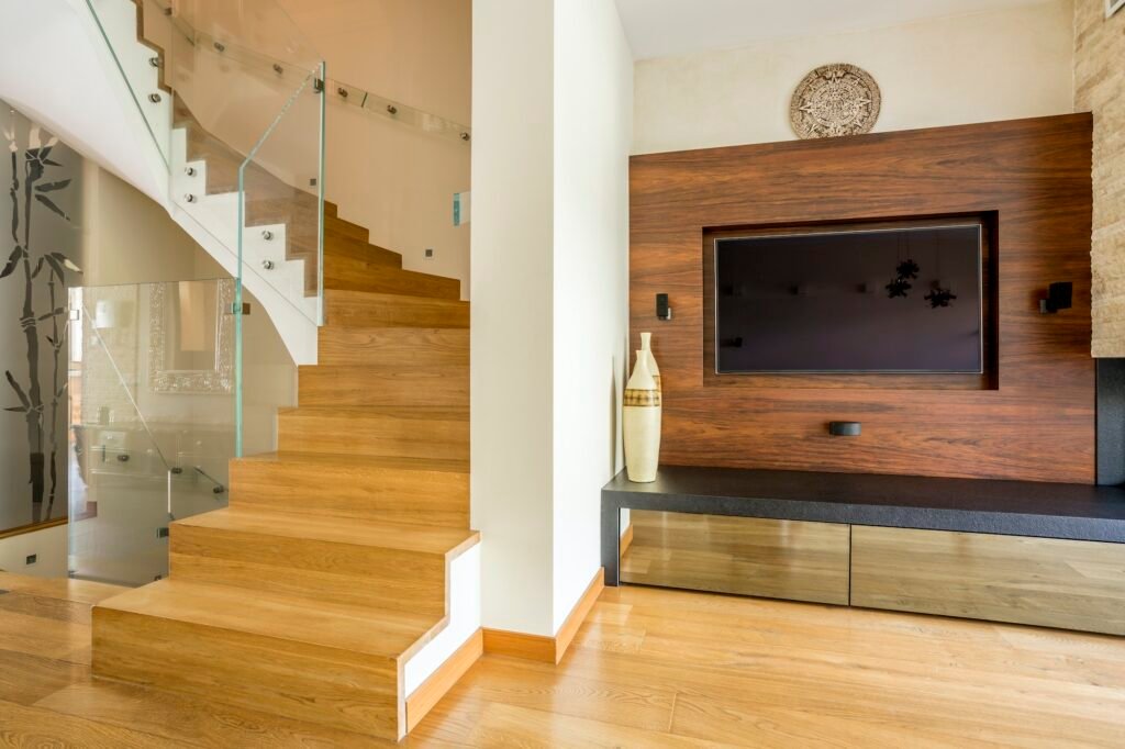 Spiral wooden stairs